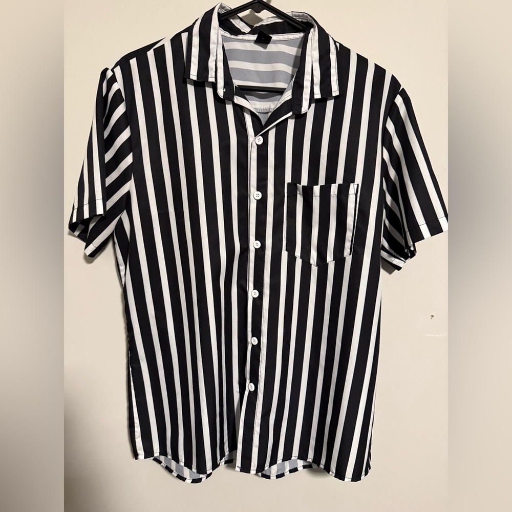 Black and White Striped unisex Shirt